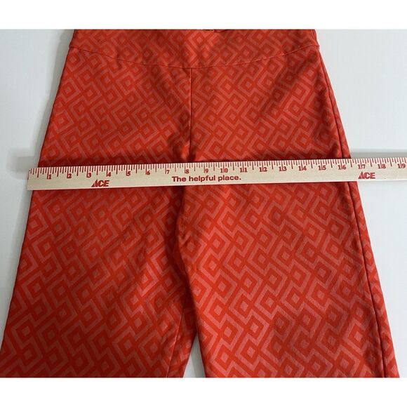 Krazy Larry Size 8 Womens Geometric Pull On Ankle Pants Red Orange Stretch Carzy - Picture 7 of 8